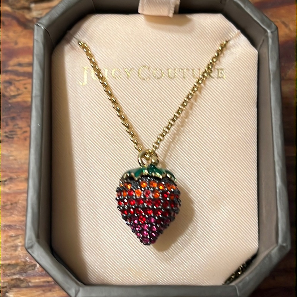 Rare Juicy couture Strawberry Pave Necklace in original box